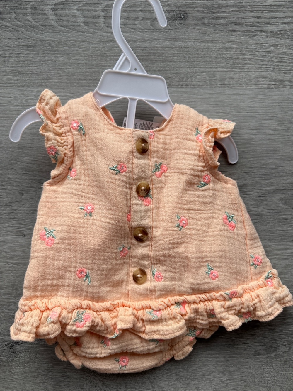 Peach Floral Ruffle Baby Romper - Kids Accessories